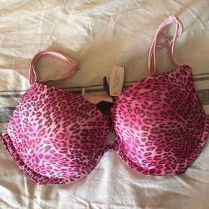 Victoria’s Secret hot pink Leopard push up bra